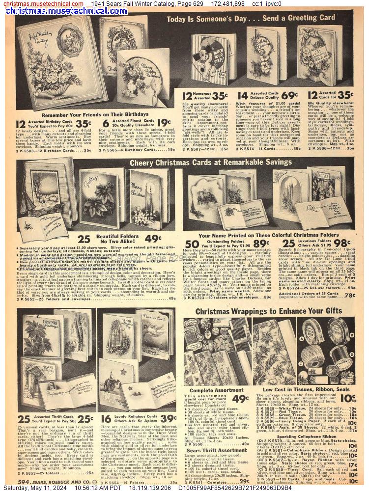 1941 Sears Fall Winter Catalog, Page 629