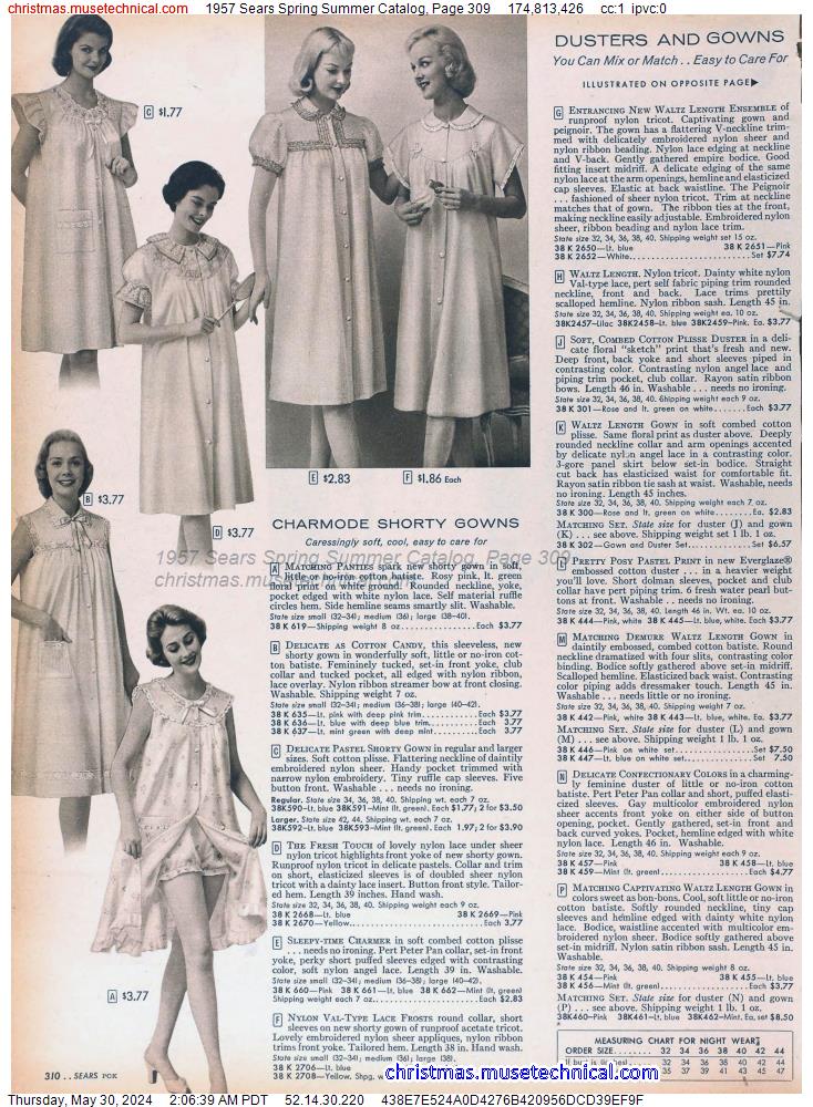1957 Sears Spring Summer Catalog, Page 309