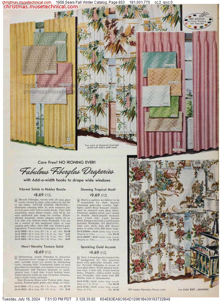 1956 Sears Fall Winter Catalog, Page 853