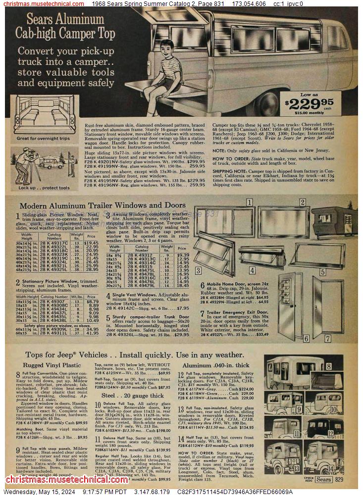 1968 Sears Spring Summer Catalog 2, Page 831
