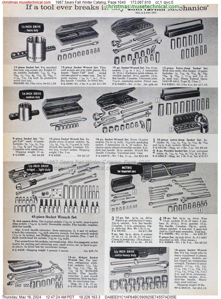 1967 Sears Fall Winter Catalog, Page 1040
