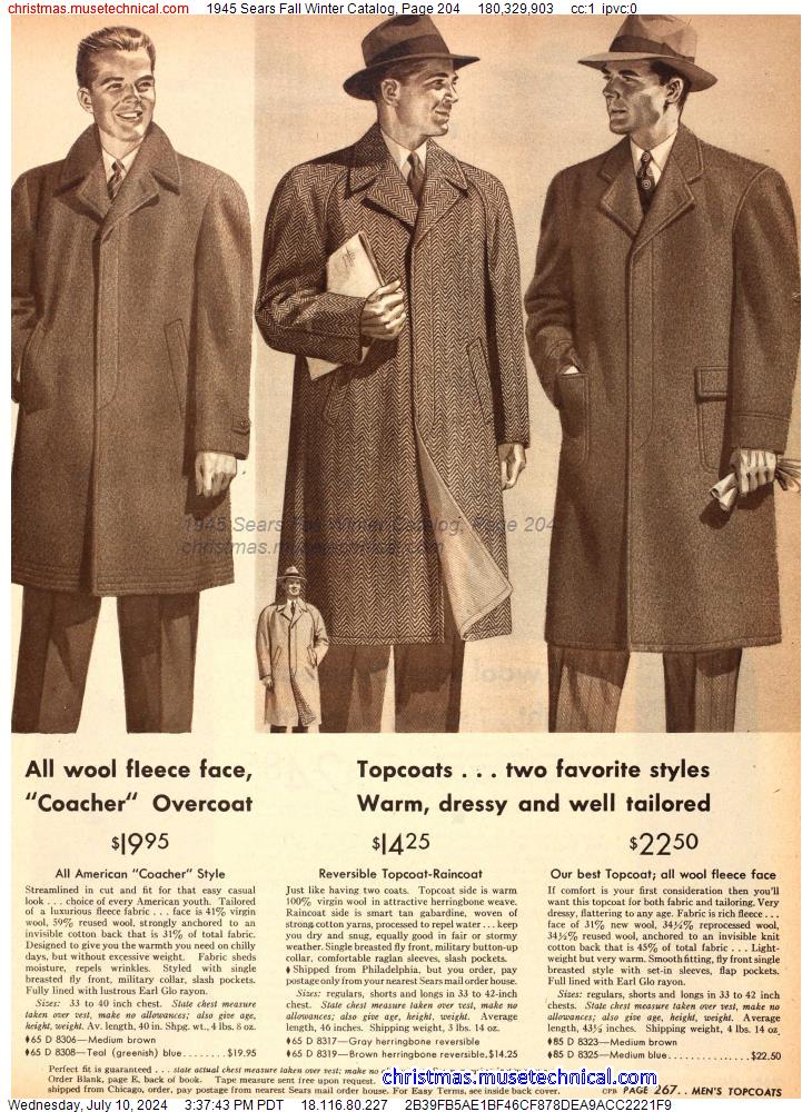 1945 Sears Fall Winter Catalog, Page 204