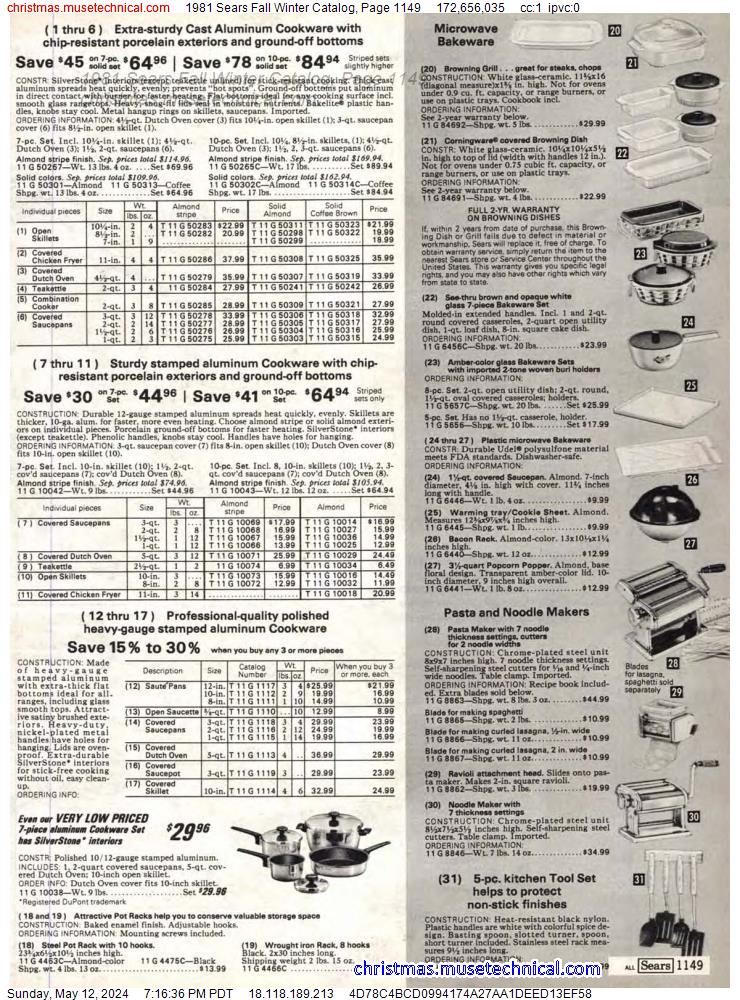 1981 Sears Fall Winter Catalog, Page 1149