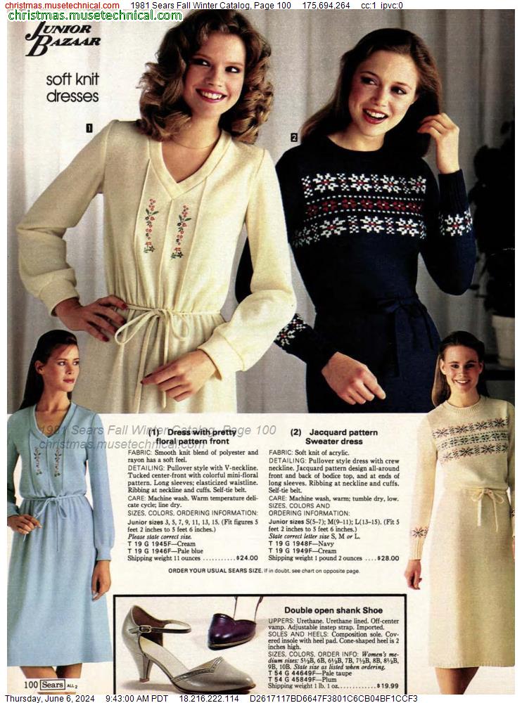 1981 Sears Fall Winter Catalog, Page 100