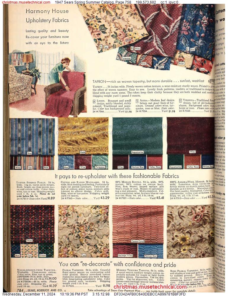 1947 Sears Spring Summer Catalog, Page 758