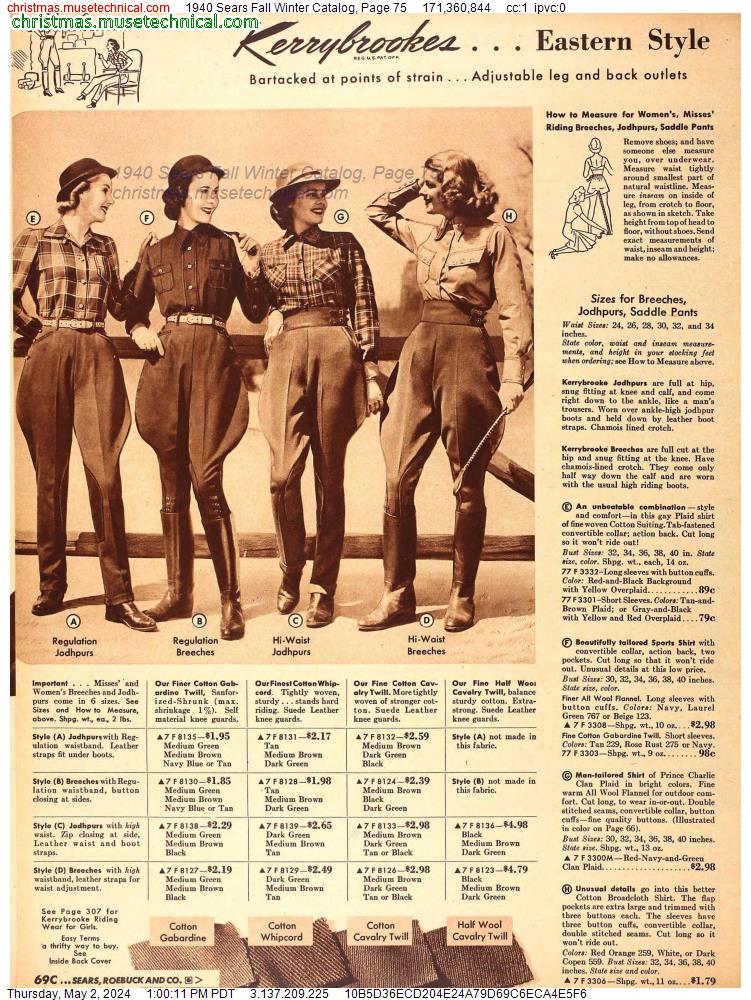 1940 Sears Fall Winter Catalog, Page 75