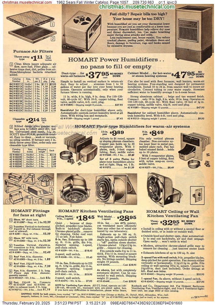 1962 Sears Fall Winter Catalog, Page 1057