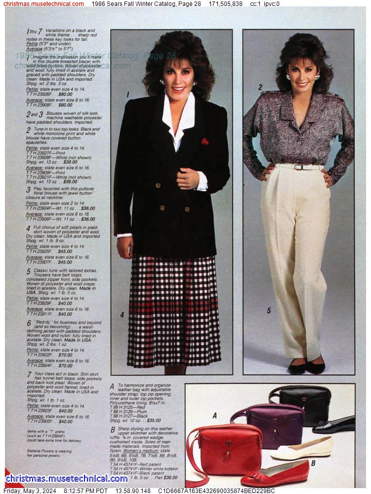 1986 Sears Fall Winter Catalog, Page 28