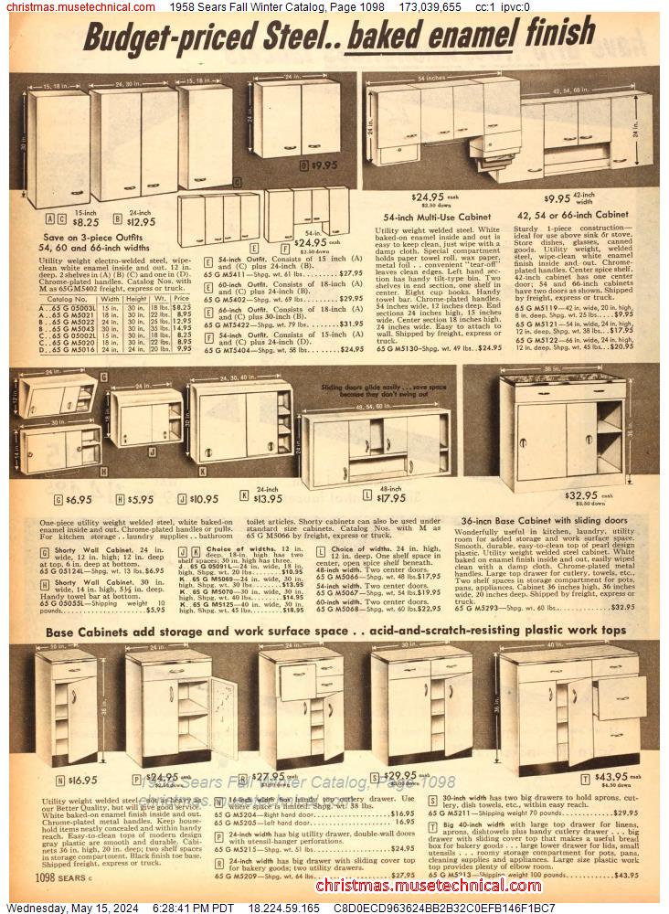 1958 Sears Fall Winter Catalog, Page 1098
