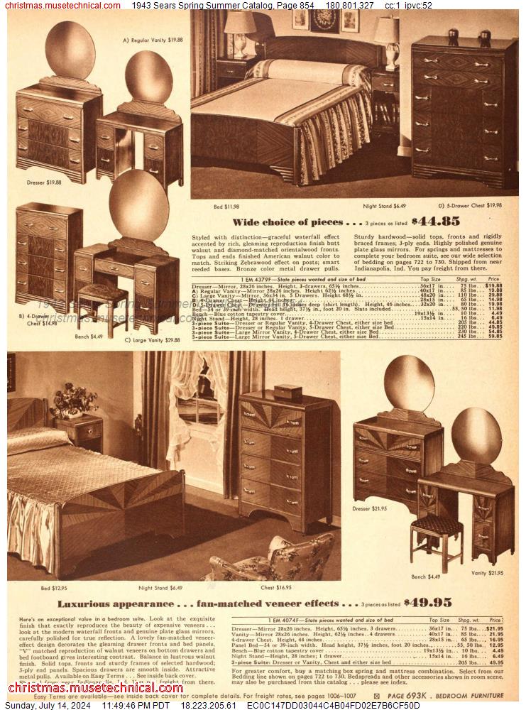 1943 Sears Spring Summer Catalog, Page 854