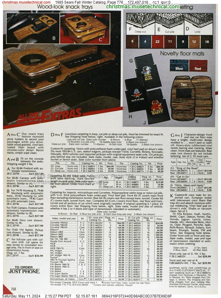 1985 Sears Fall Winter Catalog, Page 776