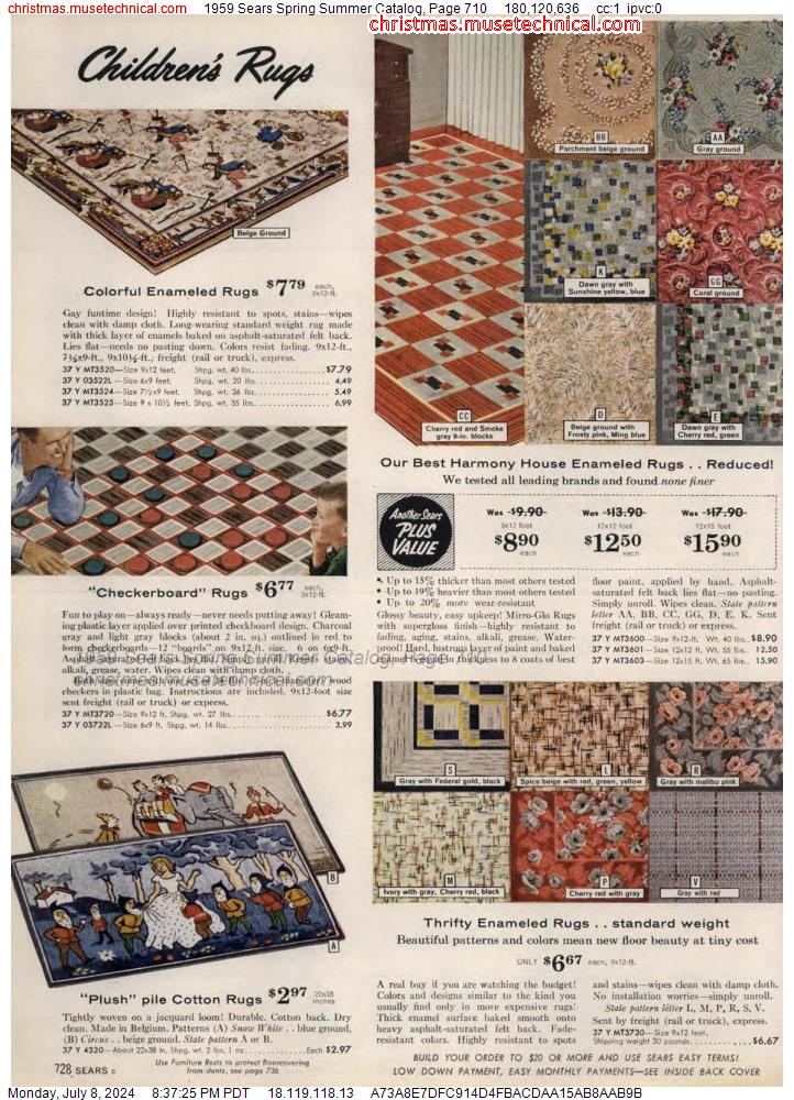 1959 Sears Spring Summer Catalog, Page 710