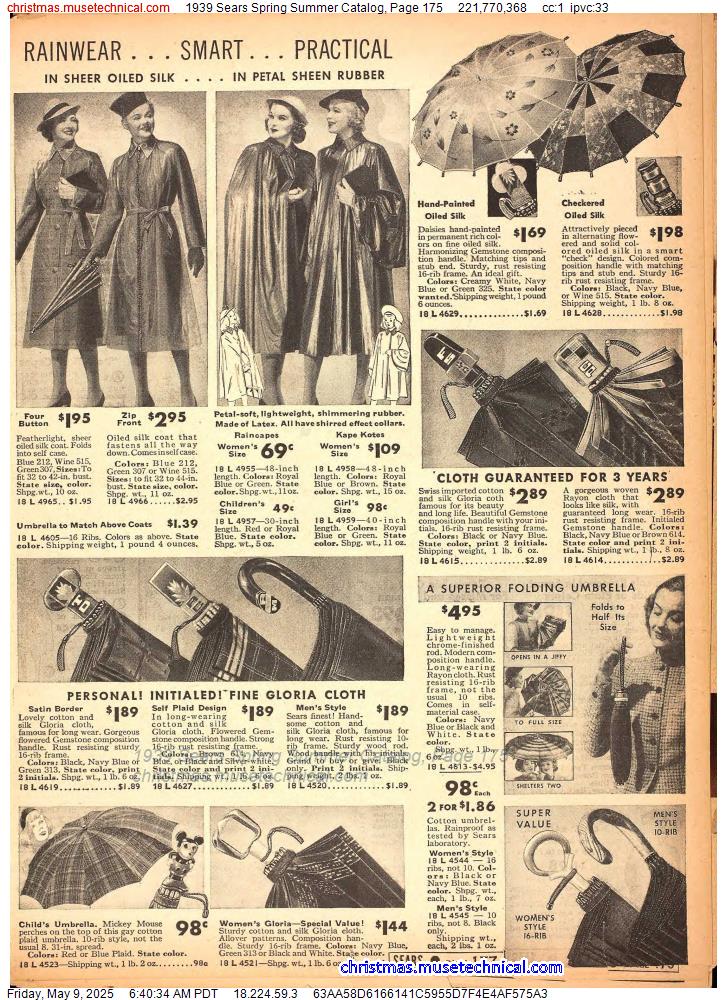 1939 Sears Spring Summer Catalog, Page 175