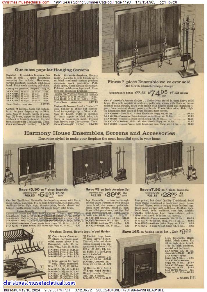 1961 Sears Spring Summer Catalog, Page 1193