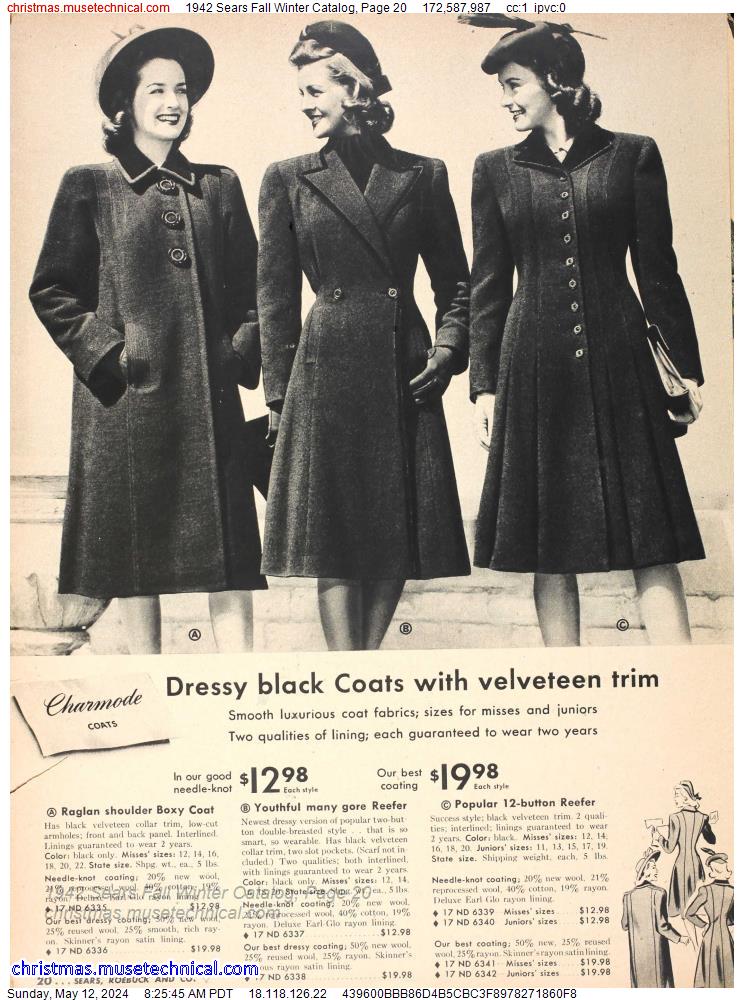 1942 Sears Fall Winter Catalog, Page 20