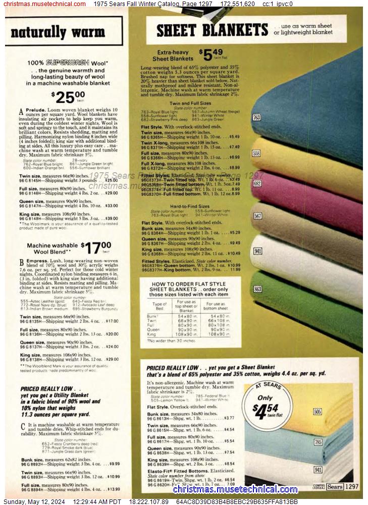 1975 Sears Fall Winter Catalog, Page 1297