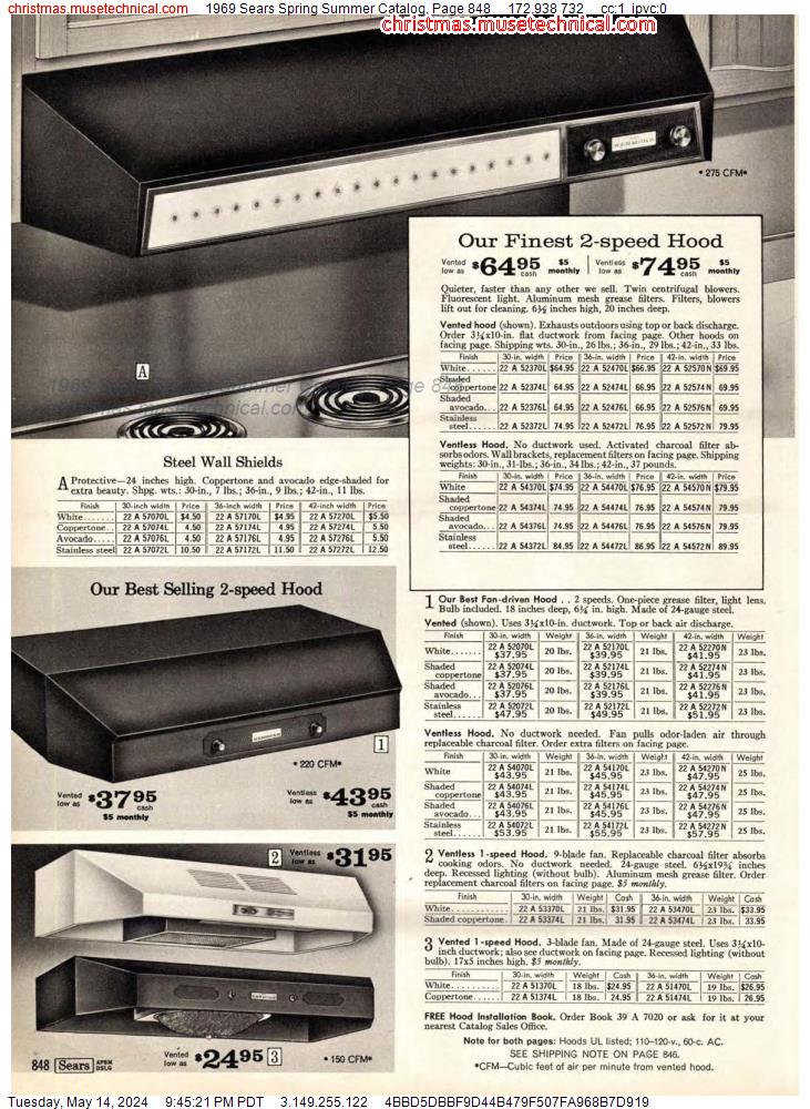 1969 Sears Spring Summer Catalog, Page 848