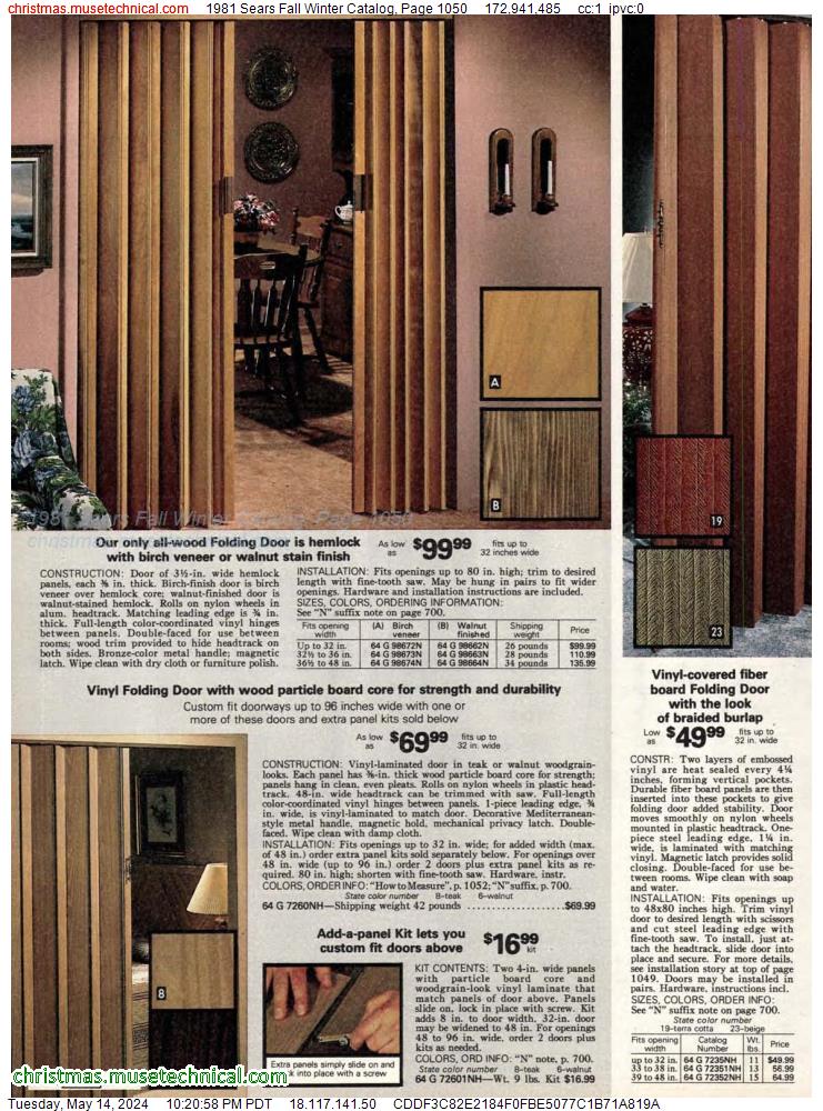 1981 Sears Fall Winter Catalog, Page 1050