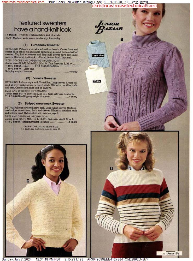 1981 Sears Fall Winter Catalog, Page 89