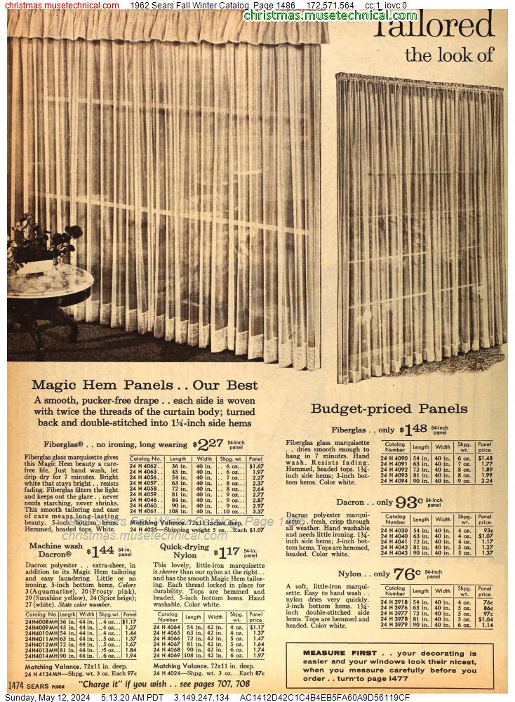 1962 Sears Fall Winter Catalog, Page 1486