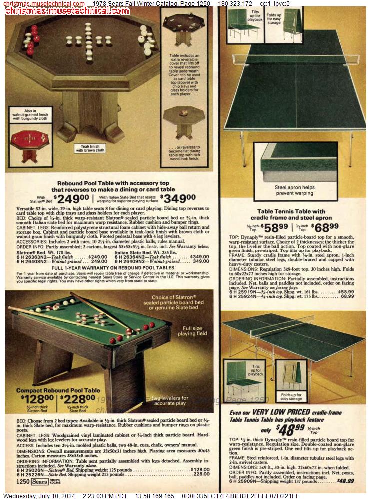 1978 Sears Fall Winter Catalog, Page 1250