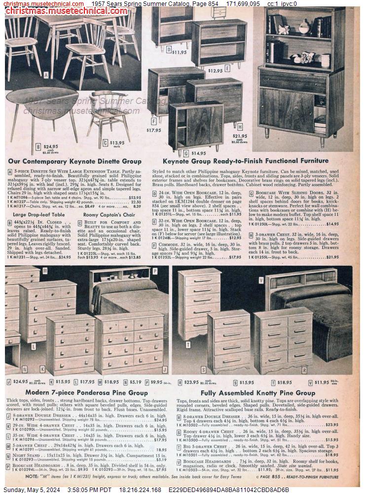 1957 Sears Spring Summer Catalog, Page 854