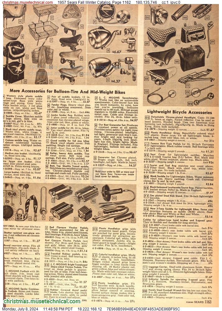 1957 Sears Fall Winter Catalog, Page 1162