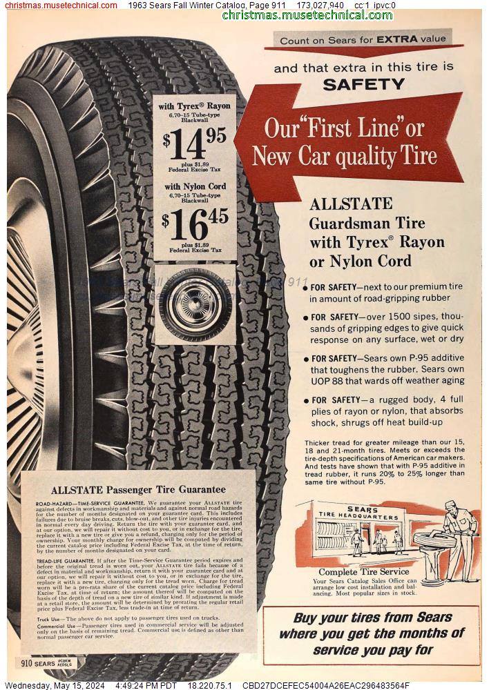 1963 Sears Fall Winter Catalog, Page 911