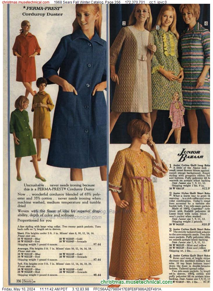 1968 Sears Fall Winter Catalog, Page 356