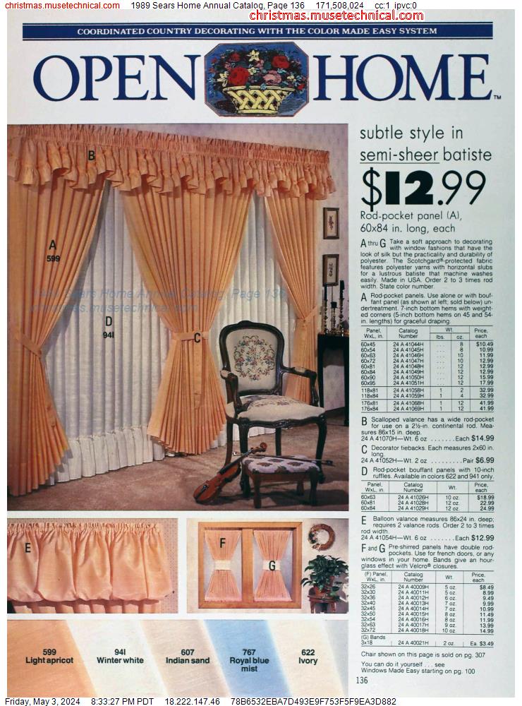 1989 Sears Home Annual Catalog, Page 136