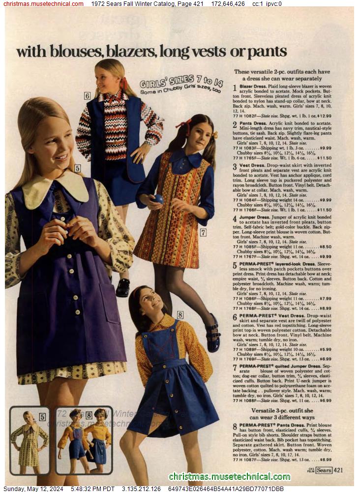 1972 Sears Fall Winter Catalog, Page 421