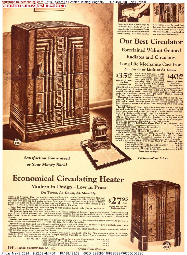 1940 Sears Fall Winter Catalog, Page 968
