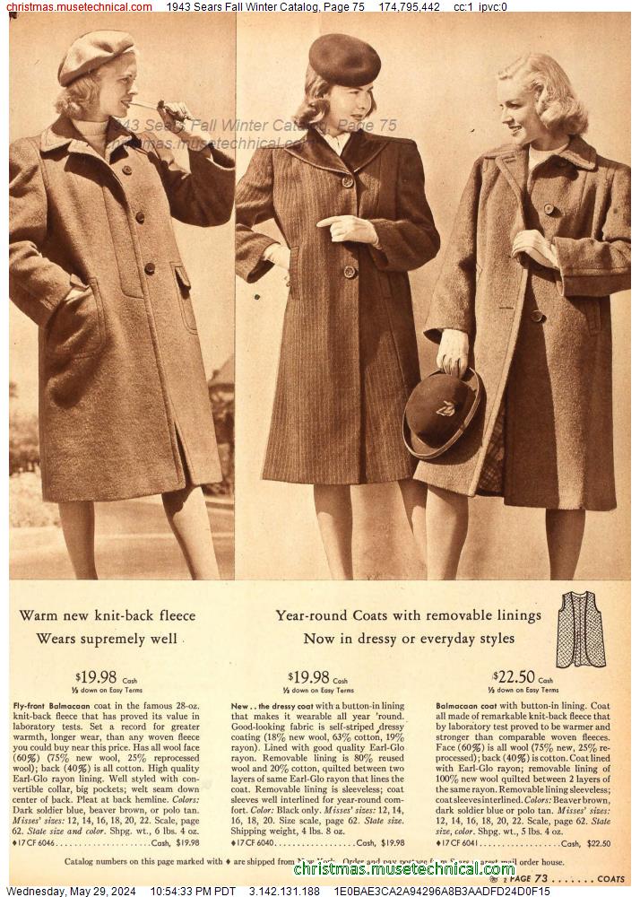 1943 Sears Fall Winter Catalog, Page 75