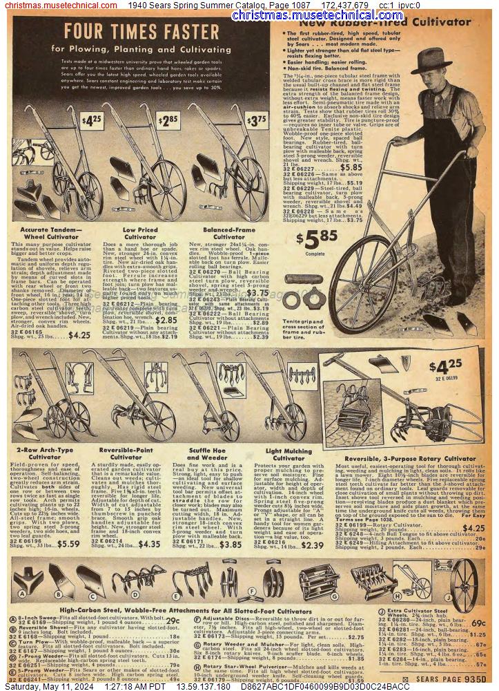 1940 Sears Spring Summer Catalog, Page 1087