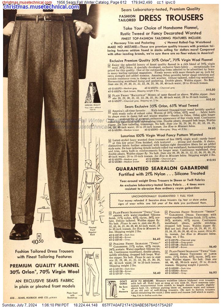 1956 Sears Fall Winter Catalog, Page 612