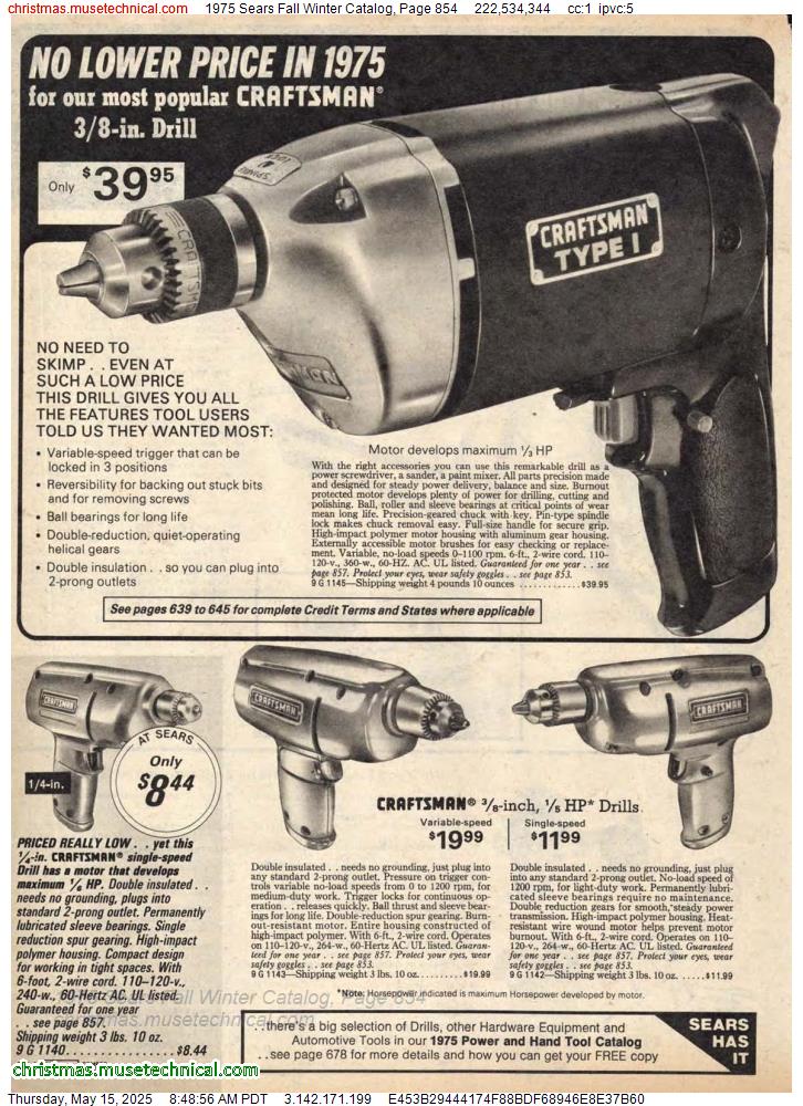 1975 Sears Fall Winter Catalog, Page 854