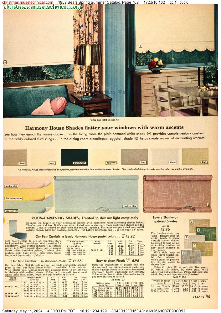 1958 Sears Spring Summer Catalog, Page 762