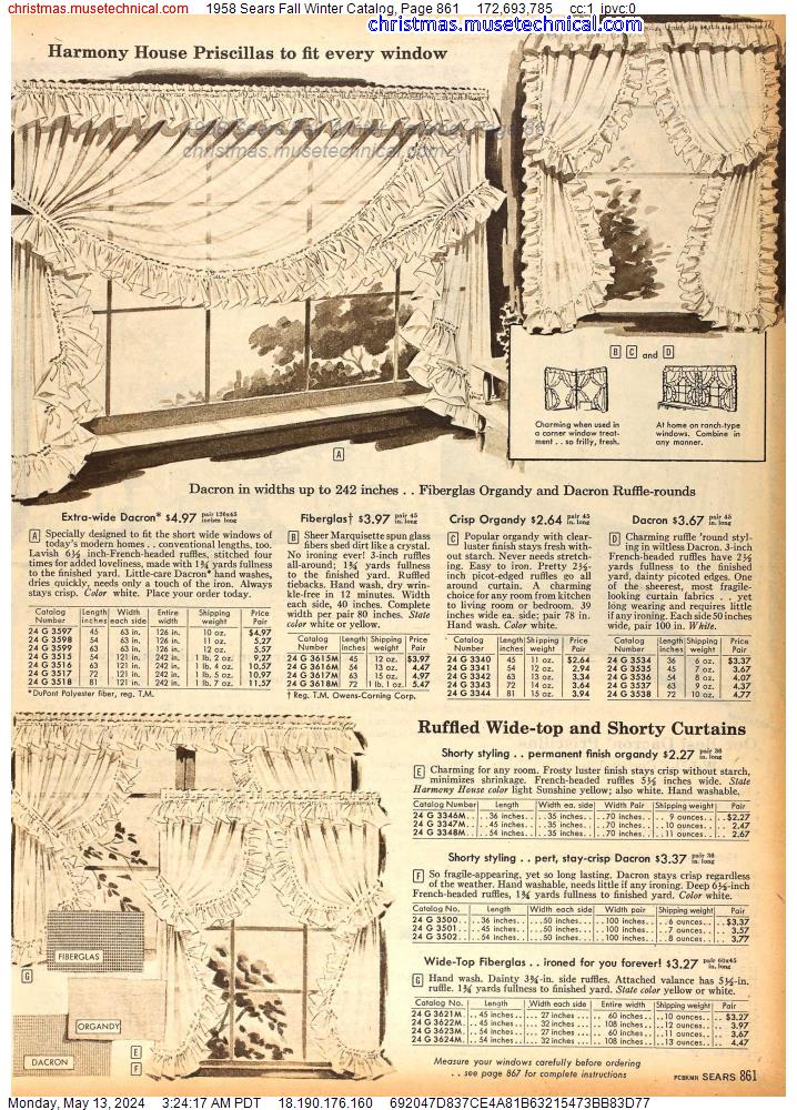 1958 Sears Fall Winter Catalog, Page 861