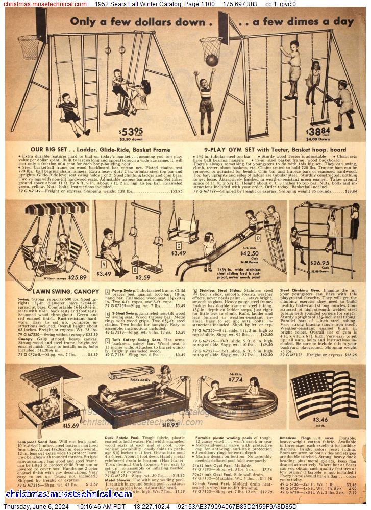 1952 Sears Fall Winter Catalog, Page 1100