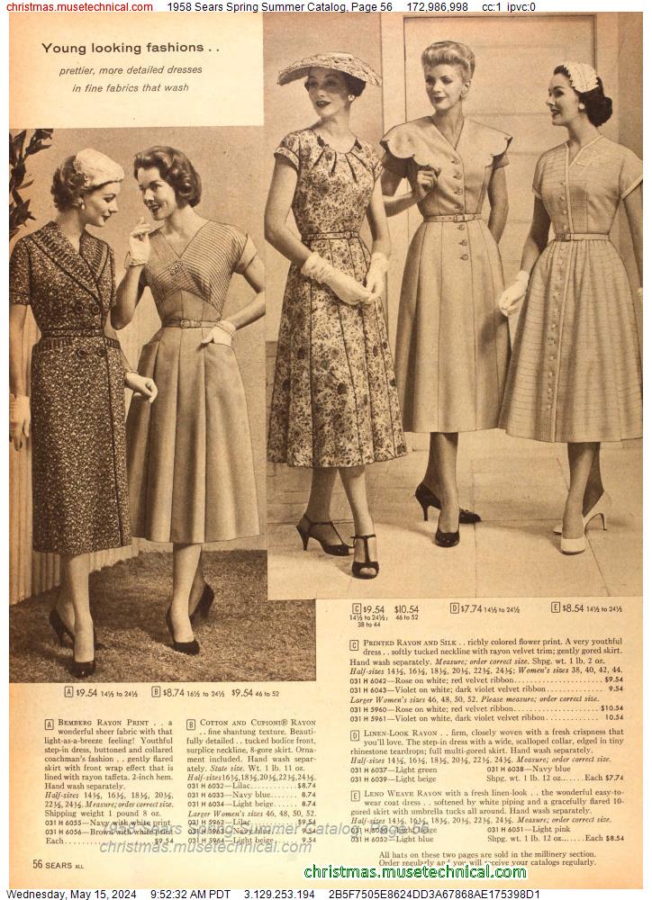 1958 Sears Spring Summer Catalog, Page 56