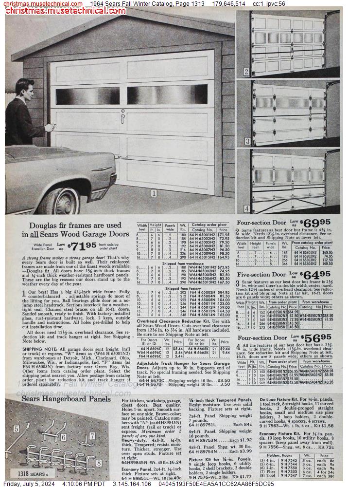1964 Sears Fall Winter Catalog, Page 1313