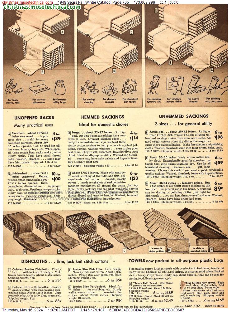 1948 Sears Fall Winter Catalog, Page 705