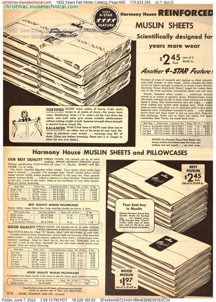 1952 Sears Fall Winter Catalog, Page 685
