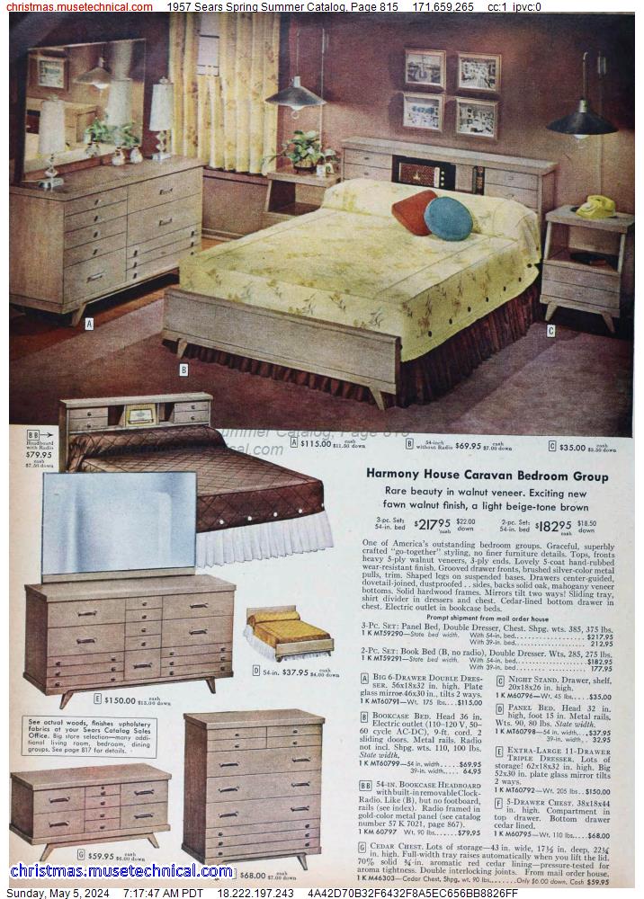 1957 Sears Spring Summer Catalog, Page 815