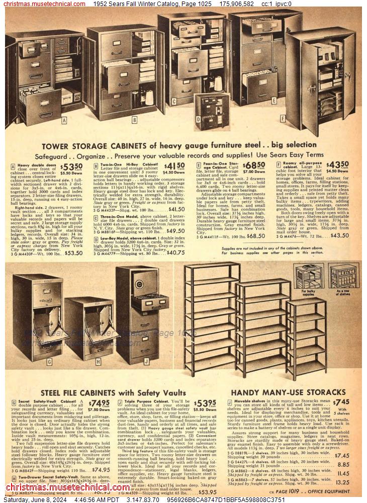 1952 Sears Fall Winter Catalog, Page 1025