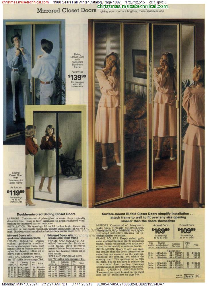1980 Sears Fall Winter Catalog, Page 1087