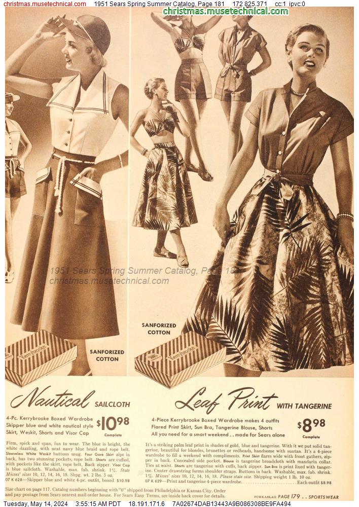 1951 Sears Spring Summer Catalog, Page 181