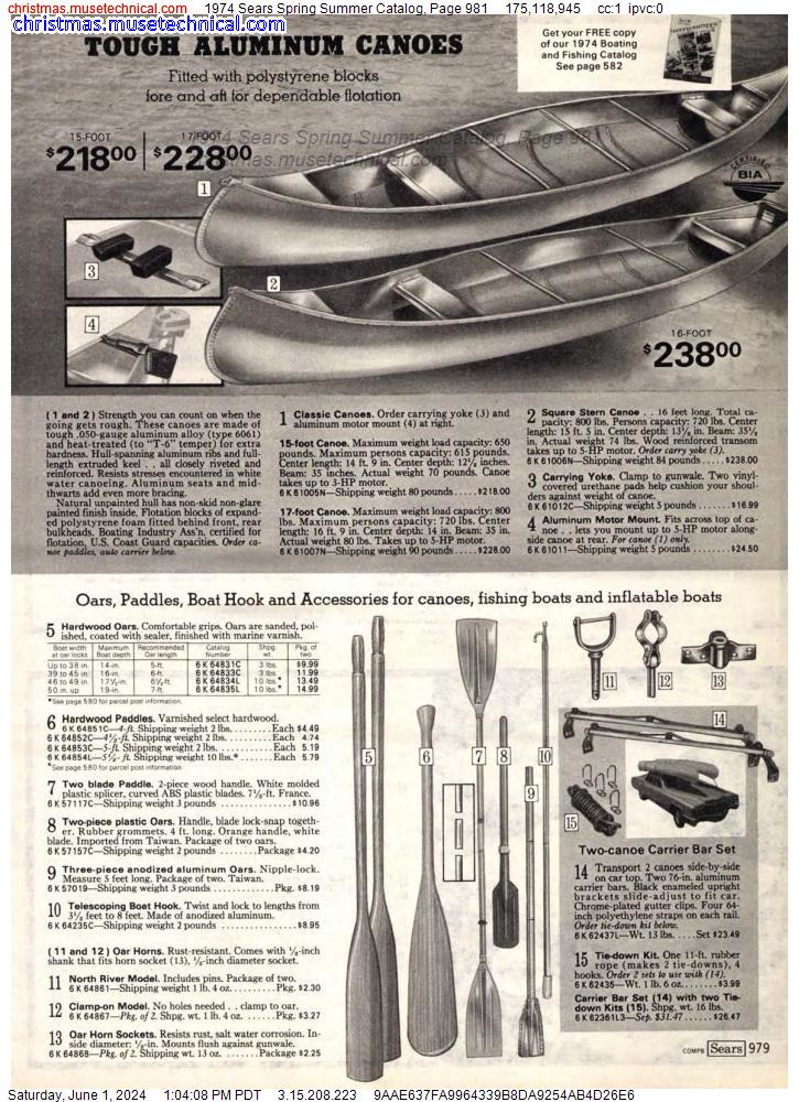 1974 Sears Spring Summer Catalog, Page 981