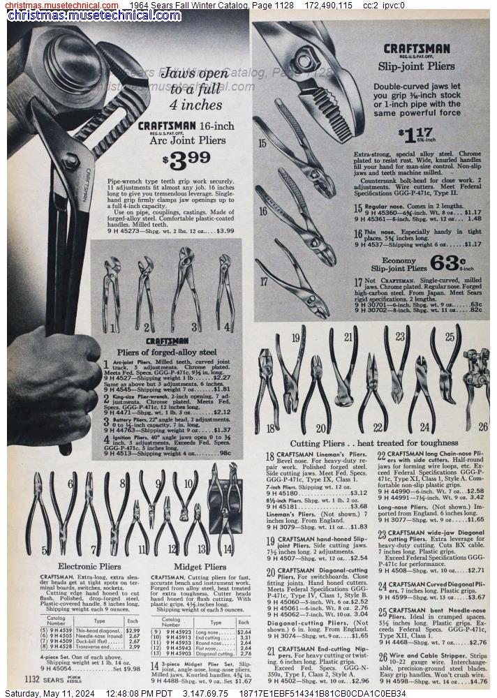1964 Sears Fall Winter Catalog, Page 1128