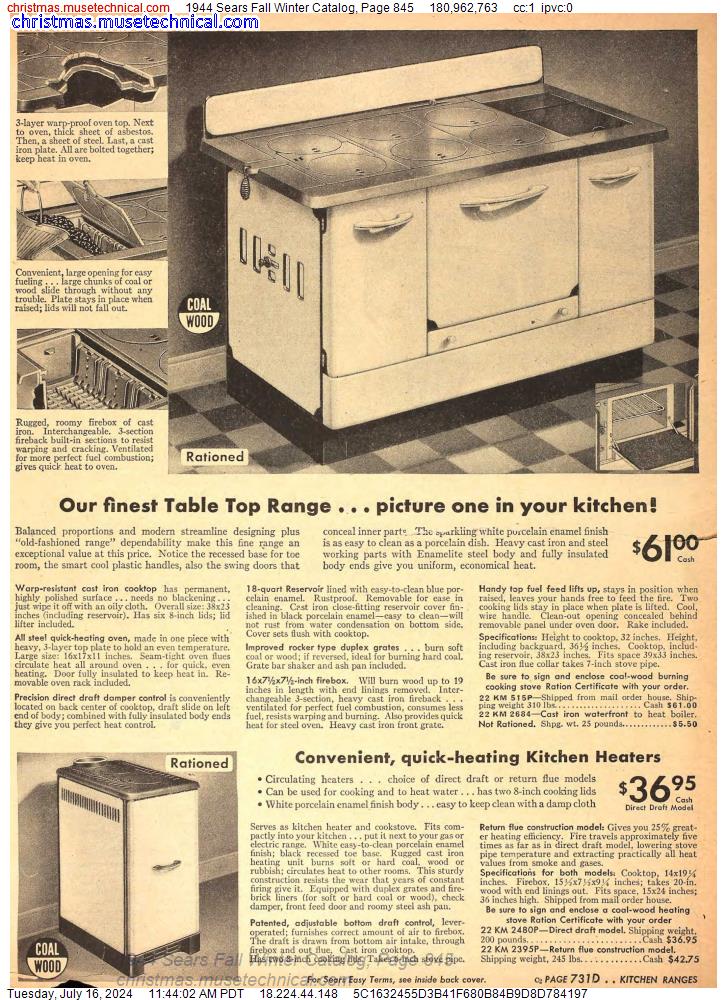 1944 Sears Fall Winter Catalog, Page 845